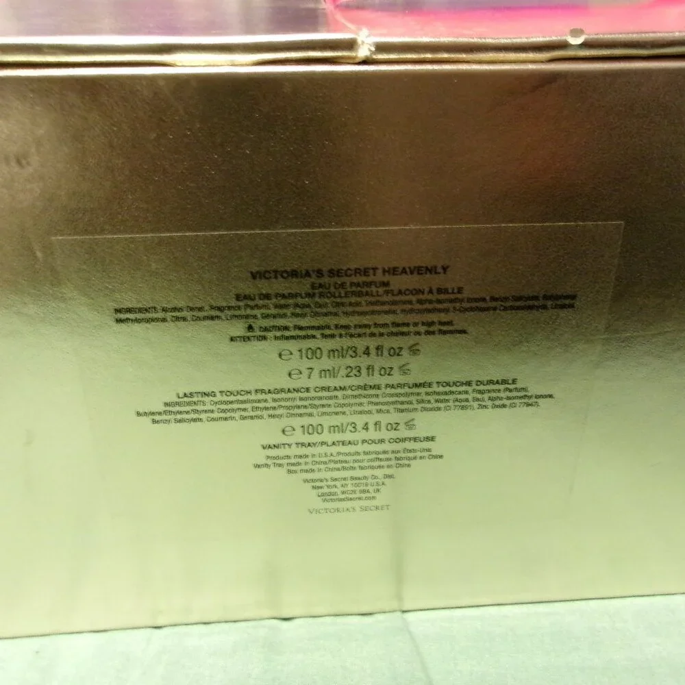 Victoria's Secret Hello Angel Heavenly Gift Set Gold Glitter Mirror Storage Box